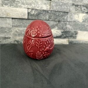 Decorative plum Ceramic Egg candle by threshold